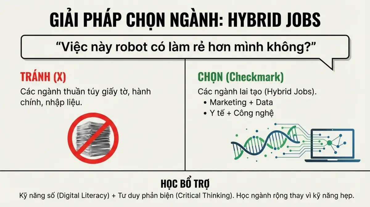 Hai cột so sánh ngành thuần giấy tờ nên tránh với ngành lai như marketing cùng dữ liệu, y tế cùng công nghệ