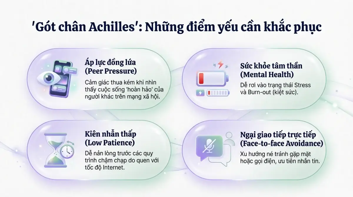 Bốn điểm yếu của thế hệ mới: áp lực đồng lứa, sức khỏe tinh thần, kiên nhẫn thấp, ngại giao tiếp trực tiếp