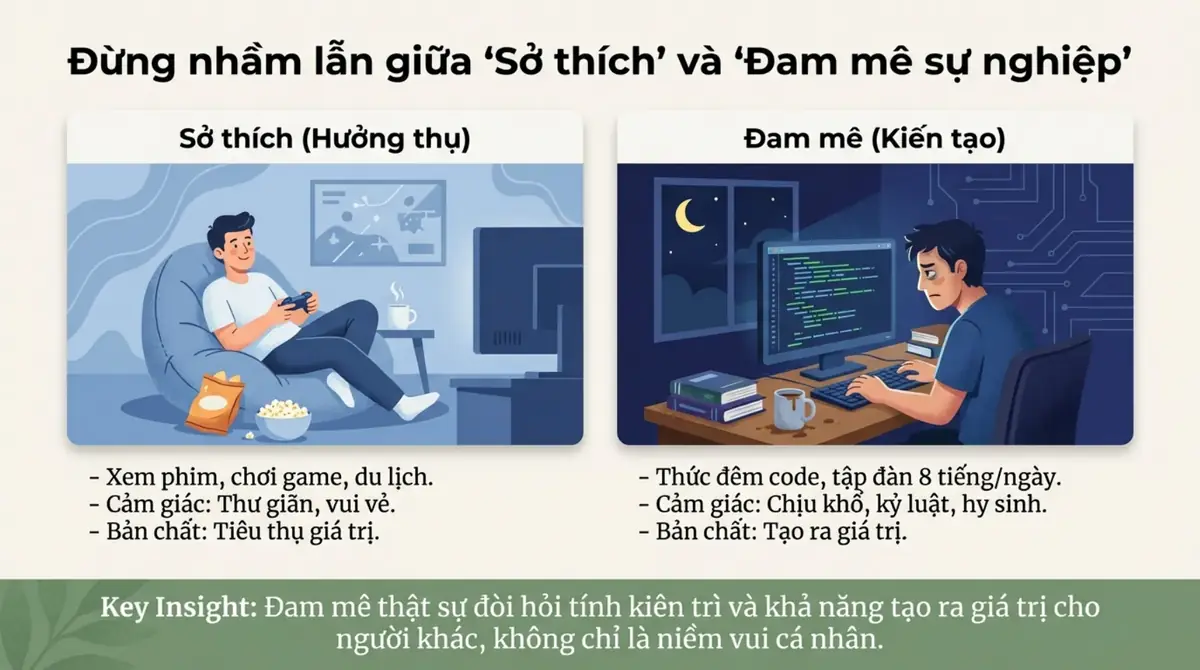 Hai cảnh so sánh người thư giãn chơi game với người thức khuya viết mã