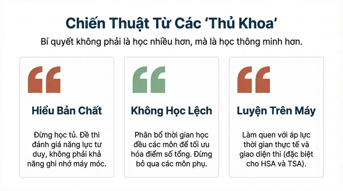 Ba lời khuyên ôn thi: hiểu bản chất, không học lệch, luyện trên máy