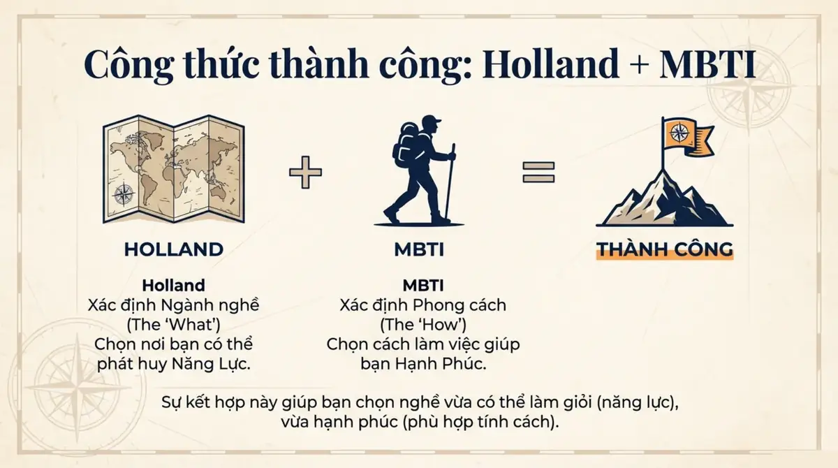 Sơ đồ Holland cộng MBTI: Holland xác định ngành nghề, MBTI xác định phong cách làm việc